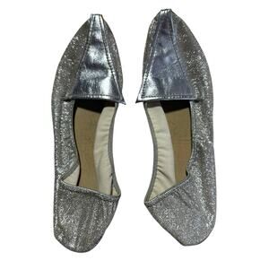 Vintage 50s 60s Women's‎ 5.5 Slipper Shoes Flats Silver Metallic Glitter Retro